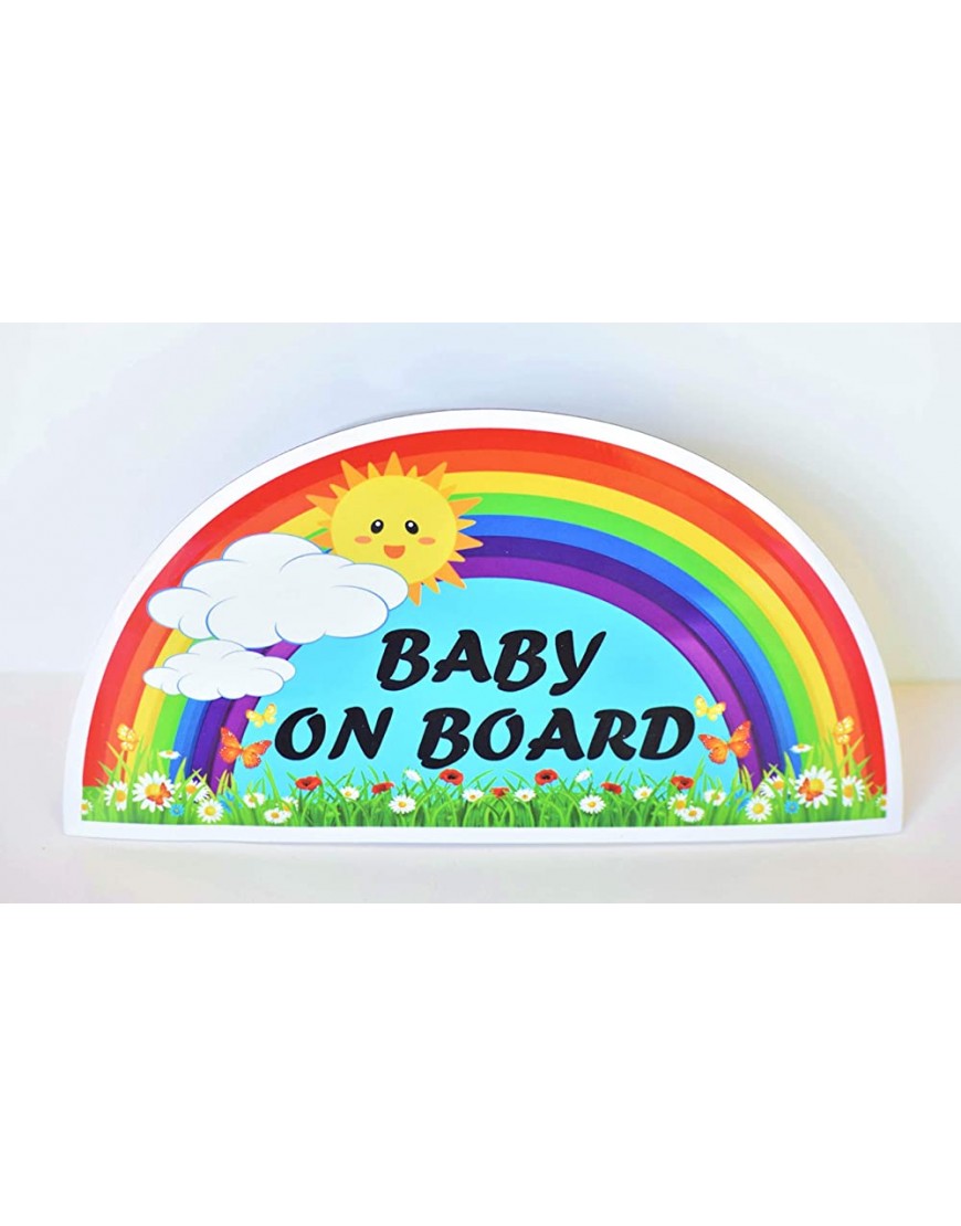 CHUBBYCHEEKS Baby on Board Magnet Sign for Car Water Resistant Weather Resistant with UV Protected Film Rainbow - BR4S0DE06