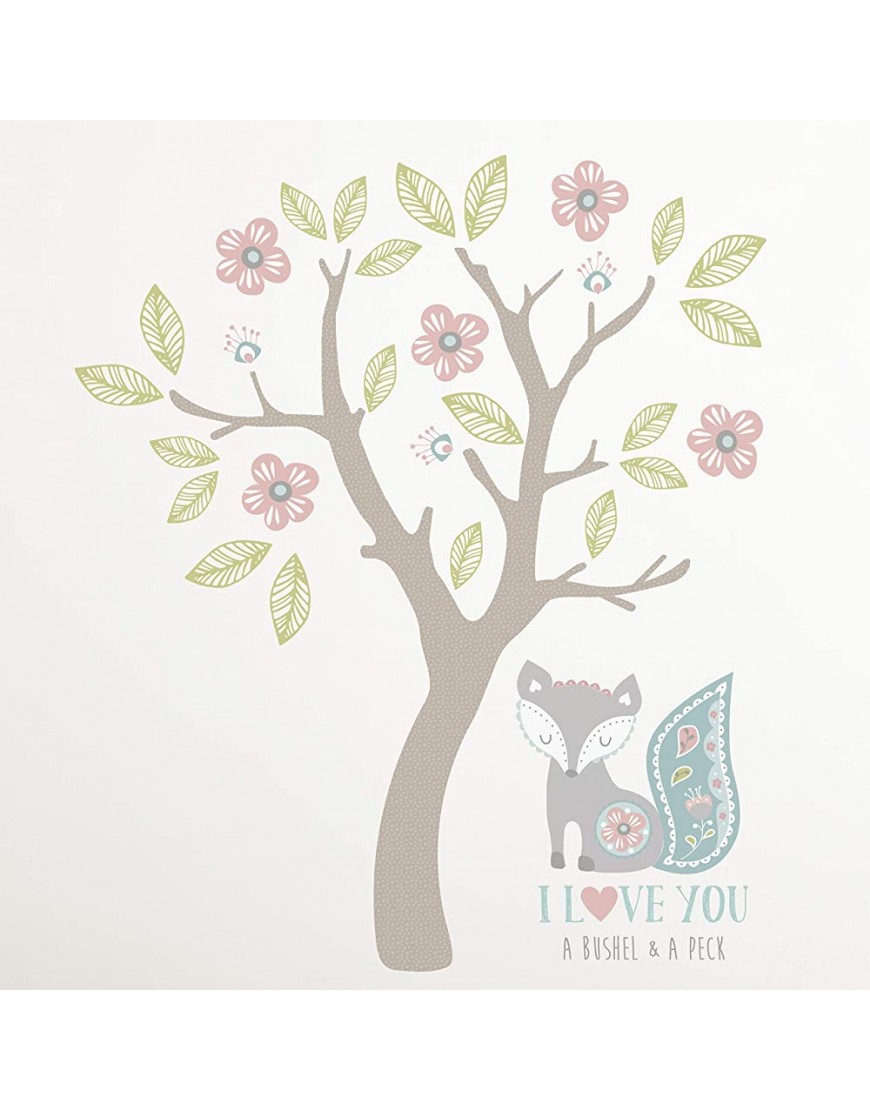 Levtex Baby Fiona Wall Decals Flowering Tree Peel and Stick Large Decals Taupe Pink Green Aqua I Love You A Bushel and A Peck - BG0CSYV6K