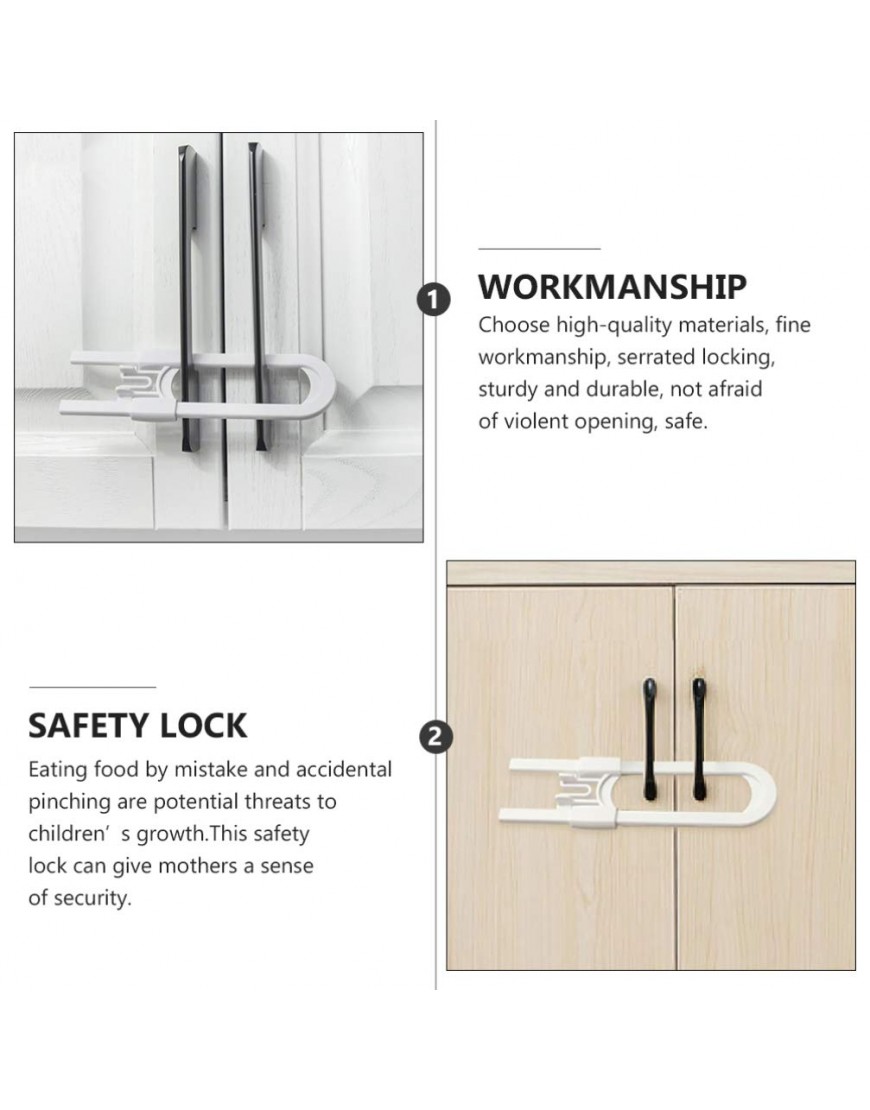 NUOBESTY 4Pcs Baby U Safety Locks Sliding Cabinet Locks Childproof Safety Locks for Kitchen Bathroom Door Knobs and Handles No Drill - BH670BJRI