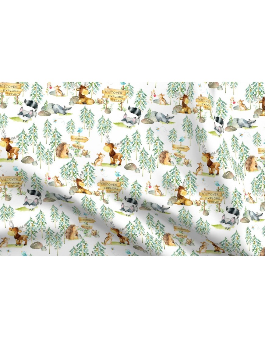 Spoonflower Fabric Woodland Adventure Moose Fox Deer Bear Hedgehog Squirrel Raccoon Scale Printed on Cotton Poplin Fabric by The Yard Sewing Shirting Quilting Dresses Apparel Crafts - BLWIX5GOH