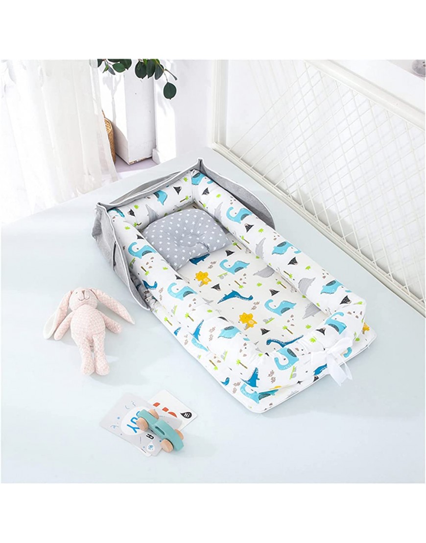 Abreeze Baby Bassinet for Bed Bedside Baby Nest Sleeper Dinosaur Baby Lounger Co-Sleeping Baby Bed 100% Cotton Portable Crib for Bedroom Travel 0-24 Months - BKM3ILV9W