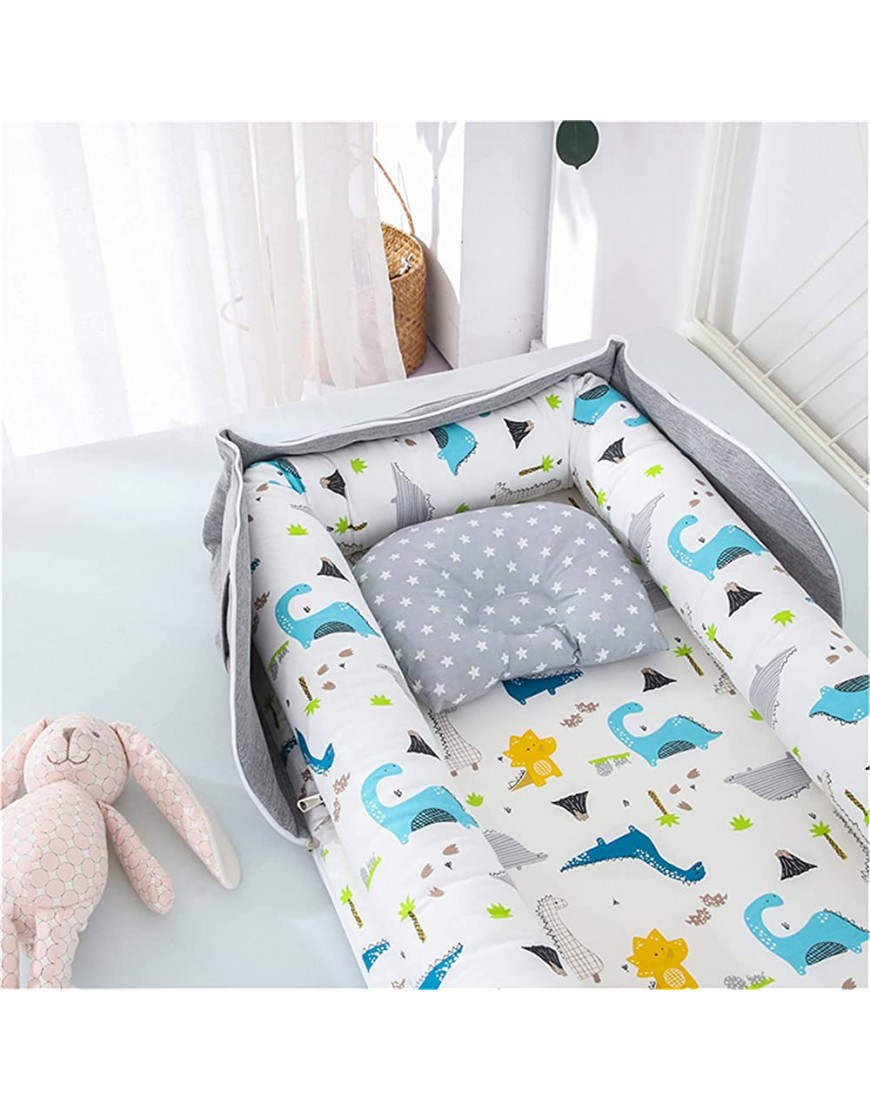 Abreeze Baby Bassinet for Bed Bedside Baby Nest Sleeper Dinosaur Baby Lounger Co-Sleeping Baby Bed 100% Cotton Portable Crib for Bedroom Travel 0-24 Months - BKM3ILV9W