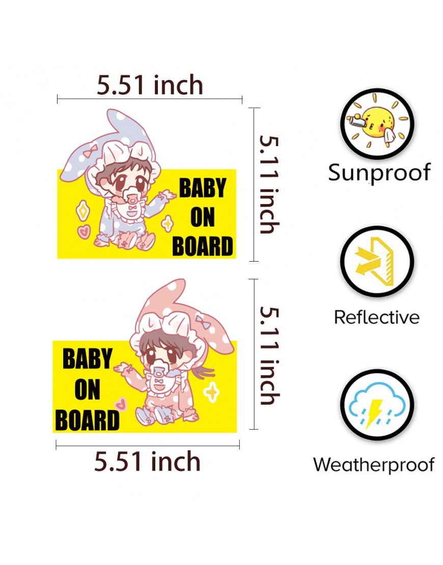 Baby on Board Sign for Car New Upgrade Kids Safety Sticker 2 Pieces - BA0LS4VAV