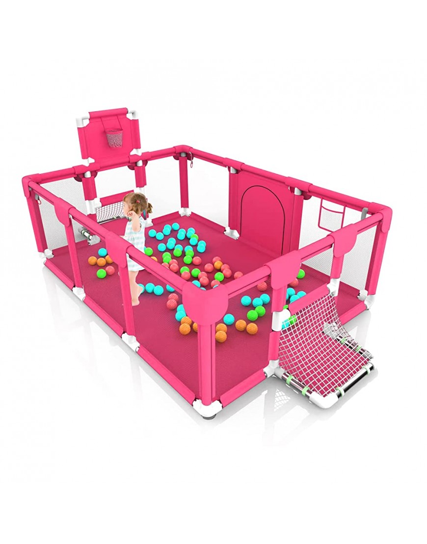 Bouncats Baby playpen Playpen for Babies Kids Baby Ball Pitwith 40PCS Pit Balls Indoor & Outdoor Playpen for Babies and Toddlers Infant Safety Gates with Breath… - BEDBIOYNU