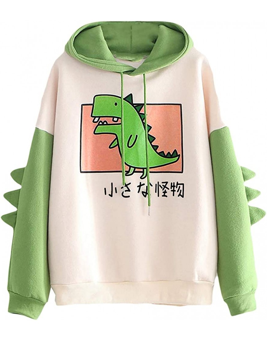 Cute Dinosaur Cosplay Sweatshirt Fashion Long Sleeve Tyrannosaurus Shape Hoodies Drawstring Plus Size Fall Pullover Tops - BDMHXU6UM