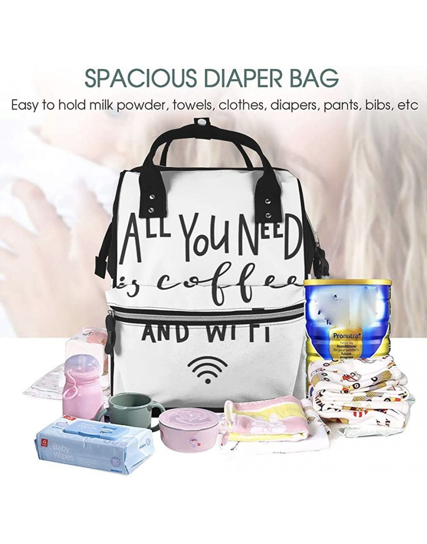 Large Capacity Travel Backpack All You Need Is Coffee Wi-Fi Mummy Backpack Baby Diaper Bags For Mom Dad - B34LMSGFH