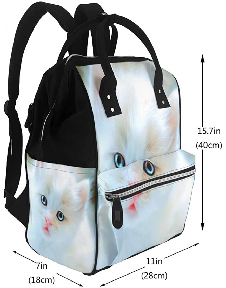 Large Capacity Travel Backpack Blue Eye White Cat Mummy Backpack Baby Diaper Bags For Mom Dad - BAHJJWO97