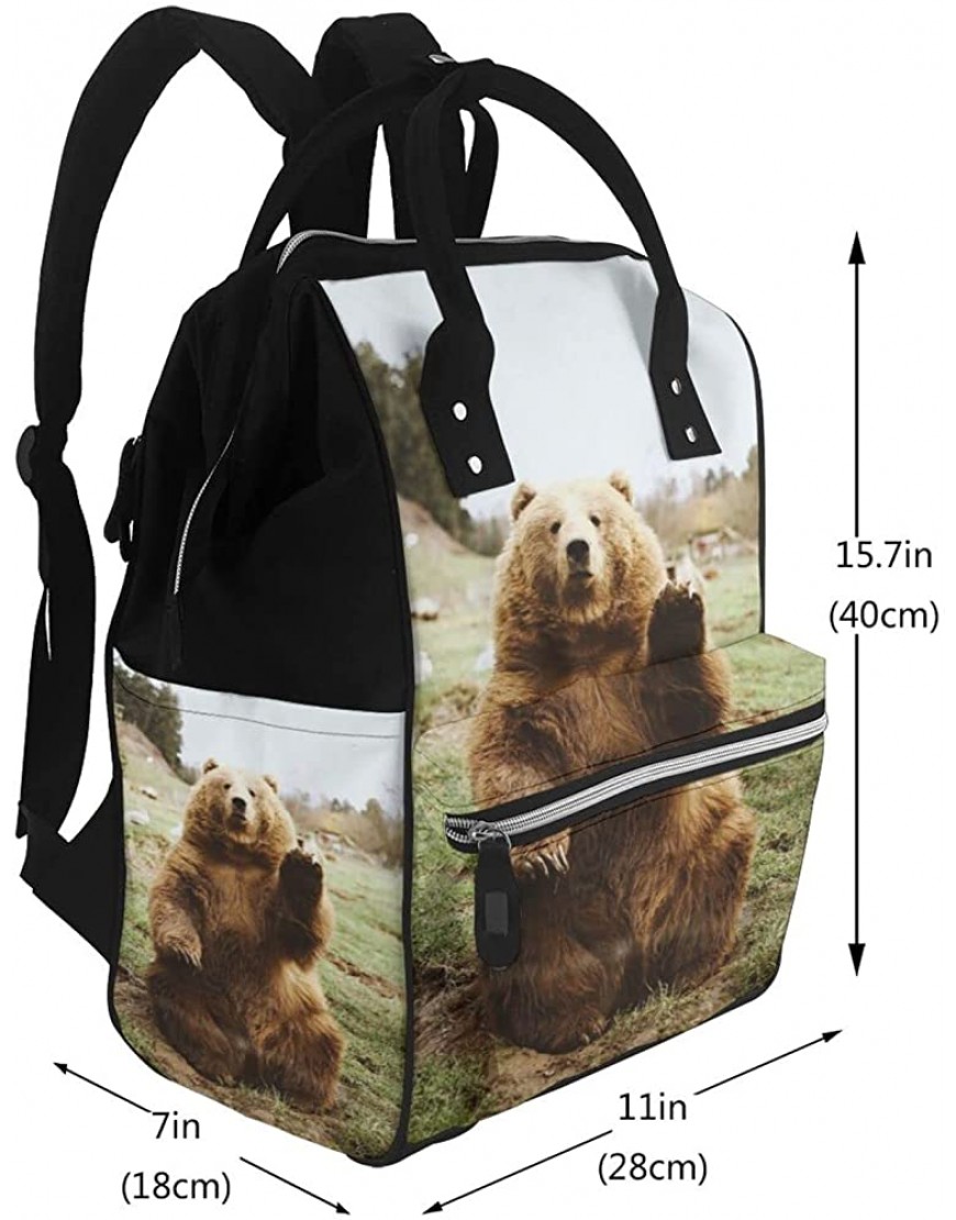 Large Capacity Travel Backpack Hi Bear Sit On The Lawn Mummy Backpack Baby Diaper Bags For Mom Dad - BULYTNYYP