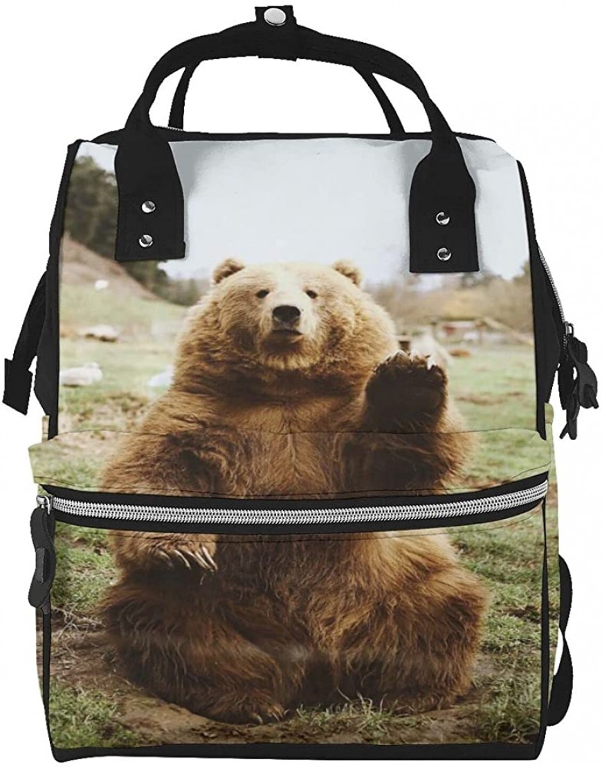 Large Capacity Travel Backpack Hi Bear Sit On The Lawn Mummy Backpack Baby Diaper Bags For Mom Dad - BULYTNYYP