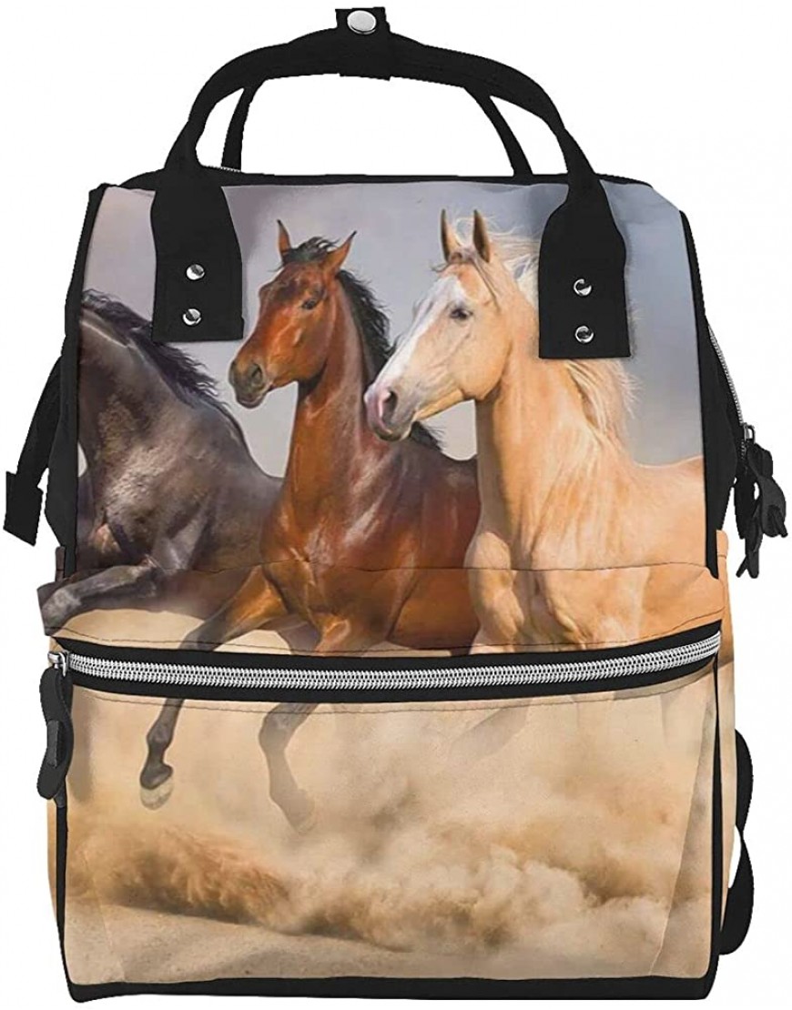 Large Capacity Travel Backpack Horses Run In The Wind Sand Mummy Backpack Baby Diaper Bags For Mom Dad - BPUBDBGCJ