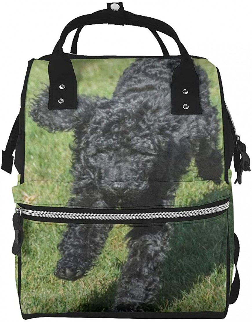 Large Capacity Travel Backpack Poodle Running On Grass Mummy Backpack Baby Diaper Bags For Mom Dad - BH7KOWA7J