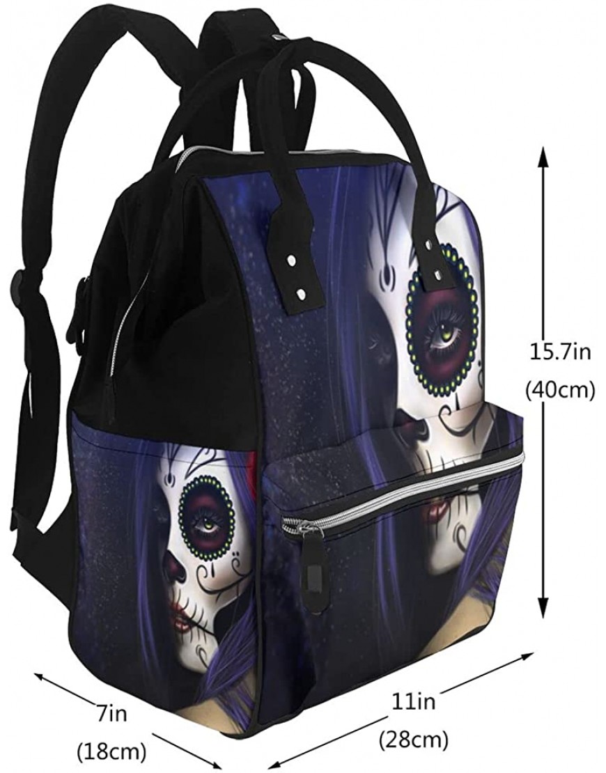 Large Capacity Travel Backpack Sugar Skull Flower Mummy Backpack Baby Diaper Bags For Mom Dad - BHFWR4LV3