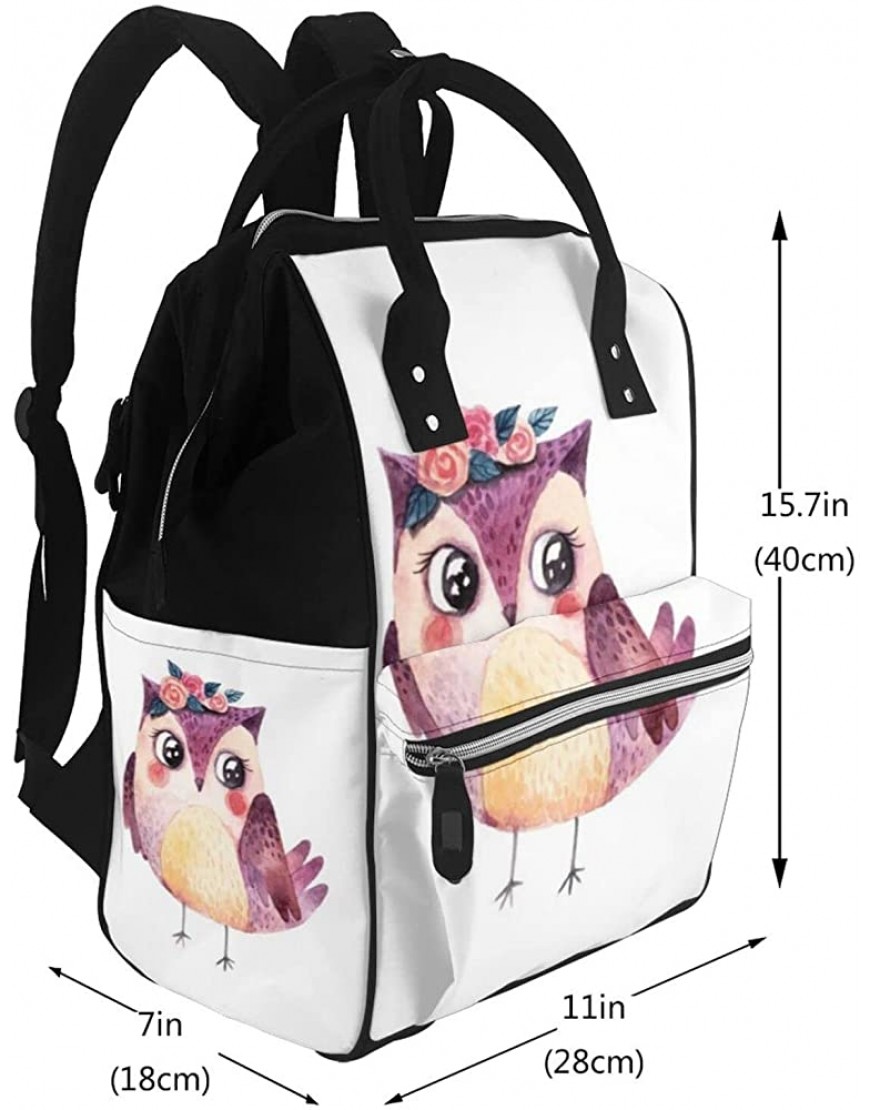 Large Capacity Travel Backpack Watercolor Owls With Flower Mummy Backpack Baby Diaper Bags For Mom Dad - BKNA4V77R