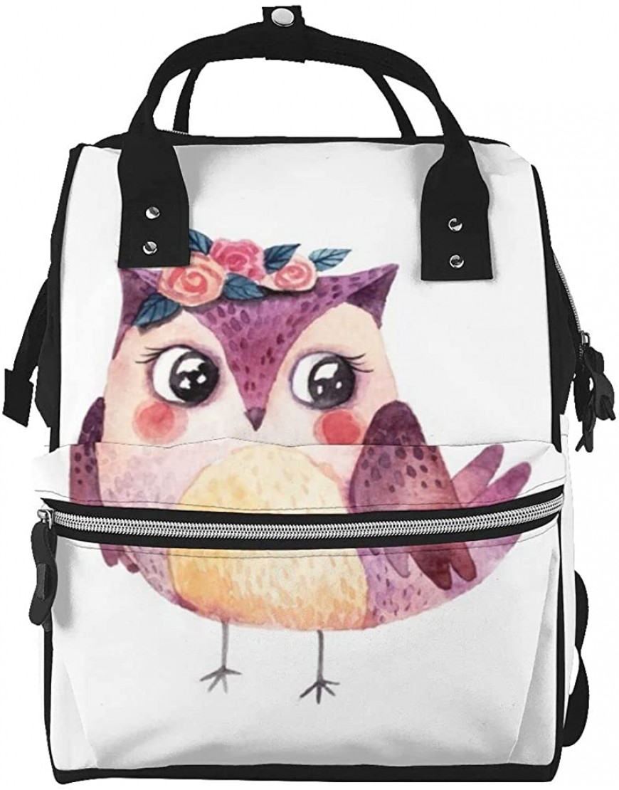Large Capacity Travel Backpack Watercolor Owls With Flower Mummy Backpack Baby Diaper Bags For Mom Dad - BKNA4V77R