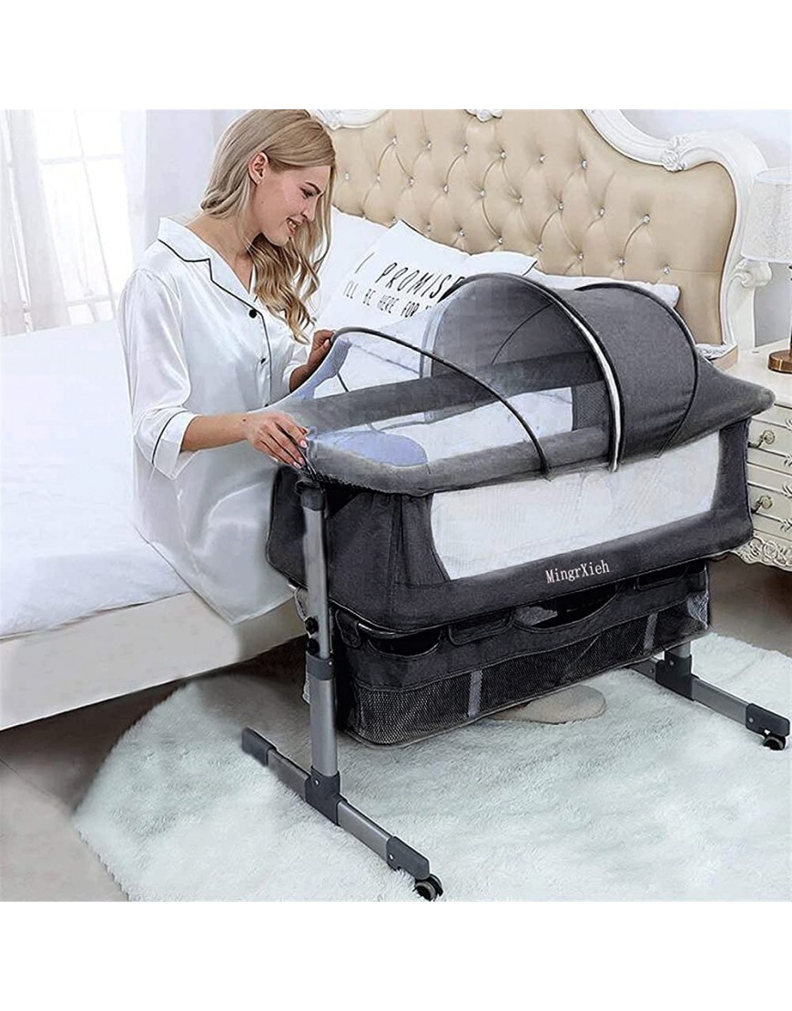 MingrXieh Baby Bassinet 3 in 1 Travel Crib Baby Bed with Breathable Net Bedside Sleeper Adjustable Portable Bed for Infant Baby - B9WJ0UDCJ