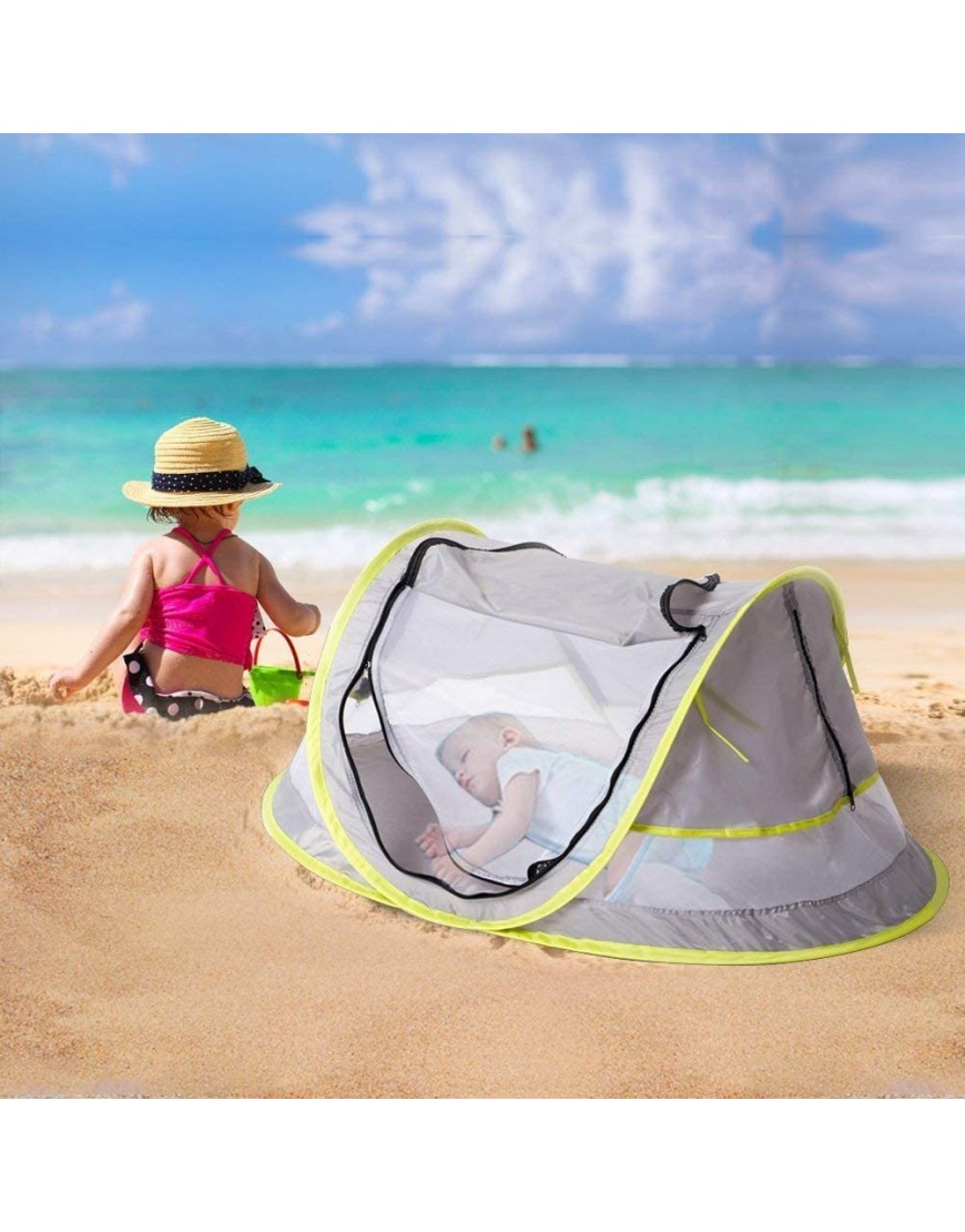 Portable Baby Beach Tent Pop Up Bed Lightweight Travel Crib Bed Outdoor Backpacking Tent UPF 50+ Anti-UV Sun Shelter for Infant - BCT569GX0
