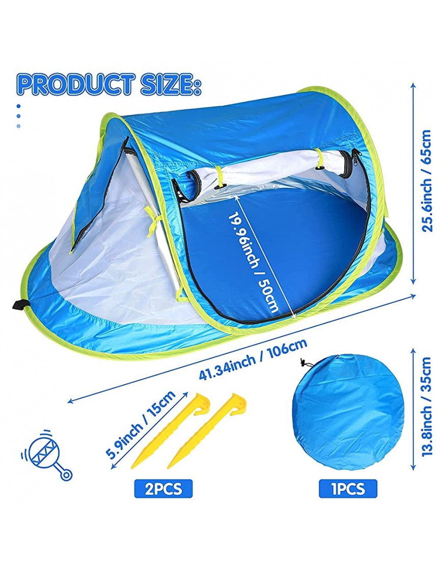 Portable Baby Travel Bed Baby Durable Beach Tent Sun Shelters with Moisture-Proof Protection for Infant from Sunburn 49 Inch with 2 Pegs and Travel Bag Blue - BSII4XNF8