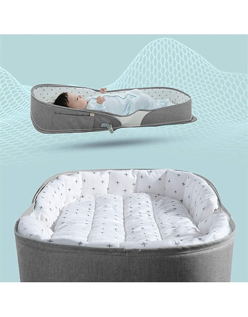 SUNVENO Infant Travel Crib Portable Travel Bed Foldable Newborn Travel Bassinet Backpack with Soft 100% Cotton Mattress Baby Lounge Beside Sleeper Multi-Function for 0-12 Months Grey - B2DUM3UTD