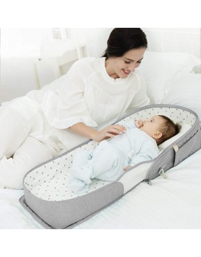 SUNVENO Infant Travel Crib Portable Travel Bed Foldable Newborn Travel Bassinet Backpack with Soft 100% Cotton Mattress Baby Lounge Beside Sleeper Multi-Function for 0-12 Months Grey - B2DUM3UTD