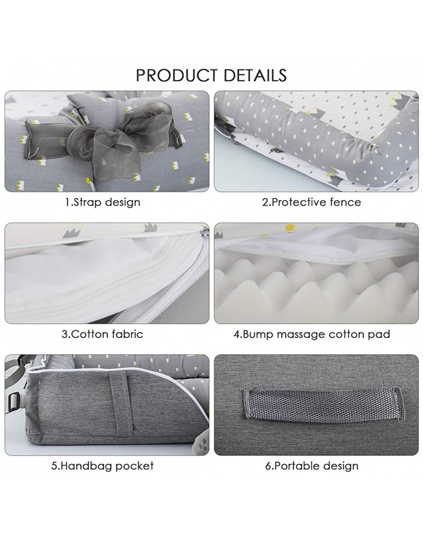 Yinuoday Baby Lounger Folding Portable Newborn Crib Infant Cotton Co Sleeping Bassinet for Travel Bedroom Outdoor - BV0ZGPJVE