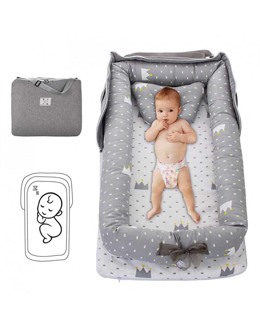 Yinuoday Baby Lounger Folding Portable Newborn Crib Infant Cotton Co Sleeping Bassinet for Travel Bedroom Outdoor - BV0ZGPJVE