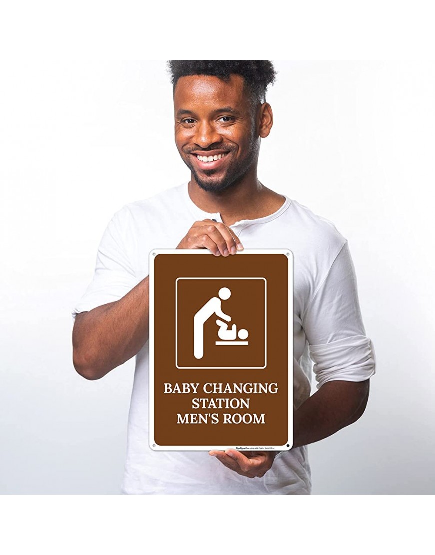 Baby Changing Station Men's Room Sign 10x14 Inches Rust Free .040 Aluminum Fade Resistant Made in USA by Sigo Signs - BLT4P9L3M