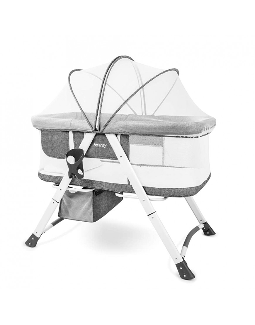 besrey Bassinet for Baby 3 in 1 Portable Baby Bassinets Rocking Cradle Bed Easy Folding Bedside Sleeper Crib Quick-Fold for Newborn Infant - BGWVOUYUF