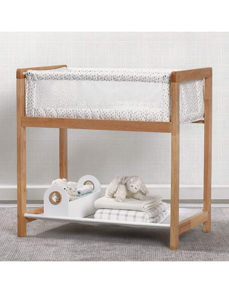 Delta Children Classic Wood Bedside Bassinet Sleeper Portable Crib with HighEnd Wood Frame Paint Dabs - BYUAN2OFY