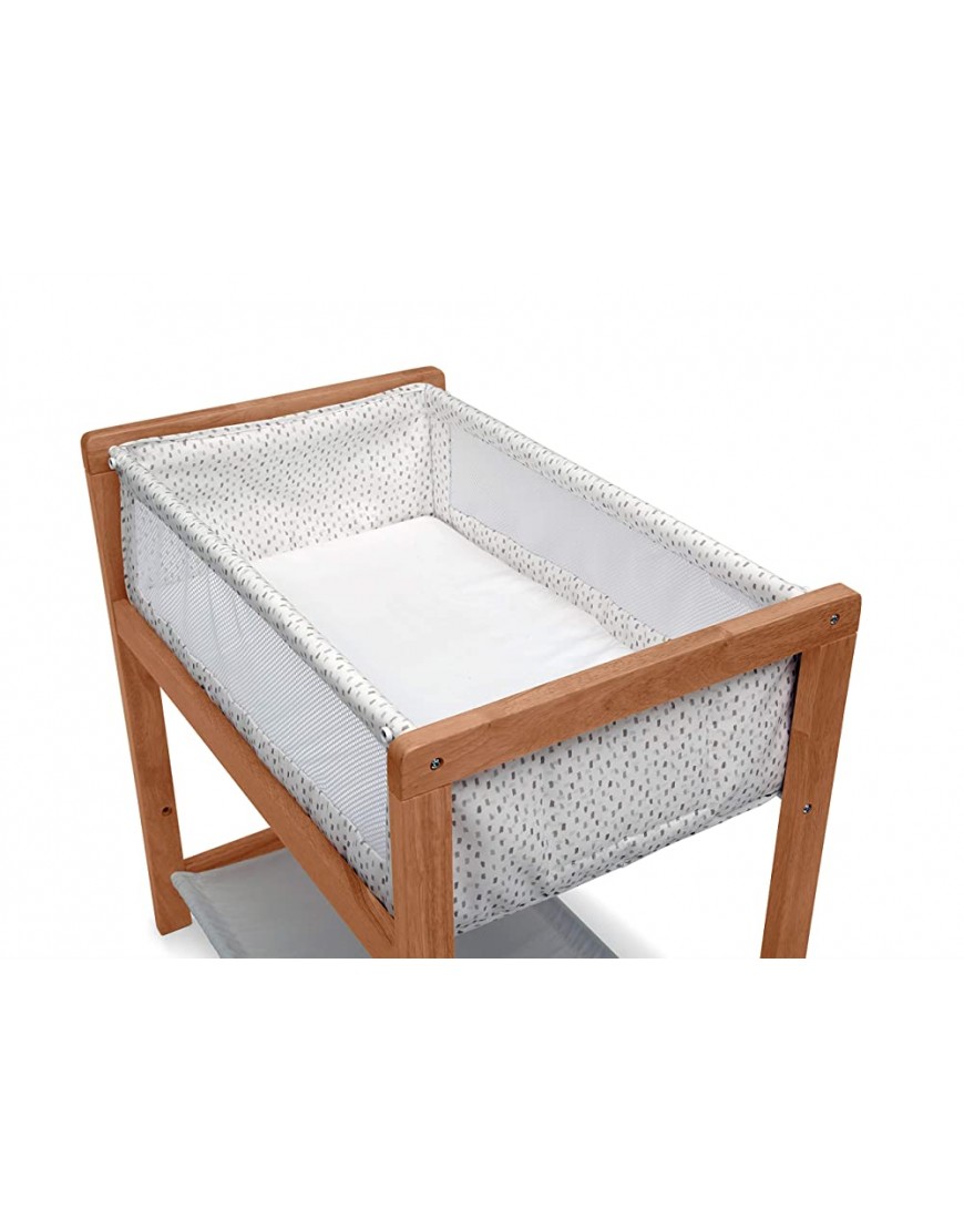 Delta Children Classic Wood Bedside Bassinet Sleeper Portable Crib with HighEnd Wood Frame Paint Dabs - BYUAN2OFY