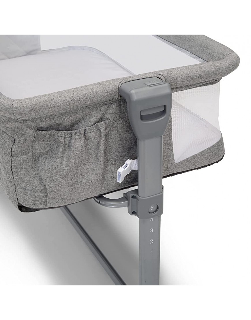 Delta Children Close2Me Bedside Baby Bassinet Sleeper with Breathable Mesh and Adjustable Heights Lightweight Portable Crib Grey - B93LPE4WZ