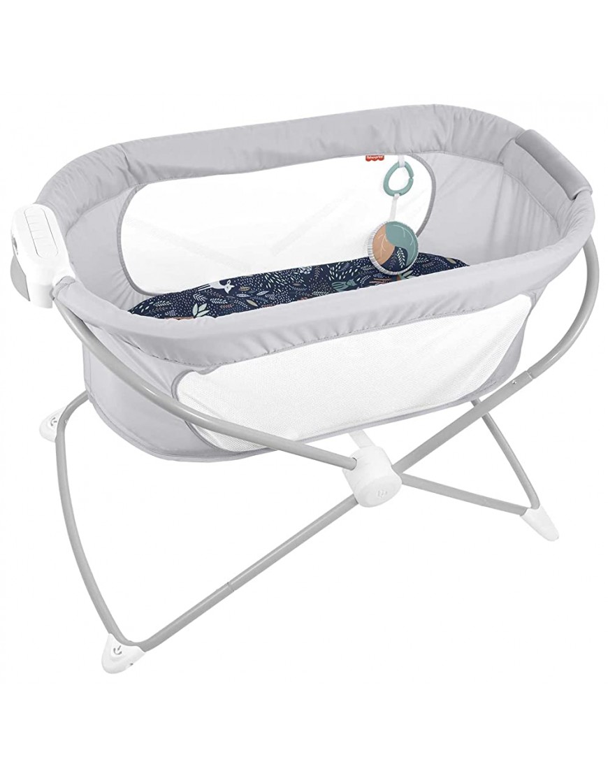 Fisher-Price Soothing View Vibe Bassinet – Moonlight Forest Folding Portable Baby Cradle with Calming Vibrations and Music [ Exclusive] - B8I68GJLS