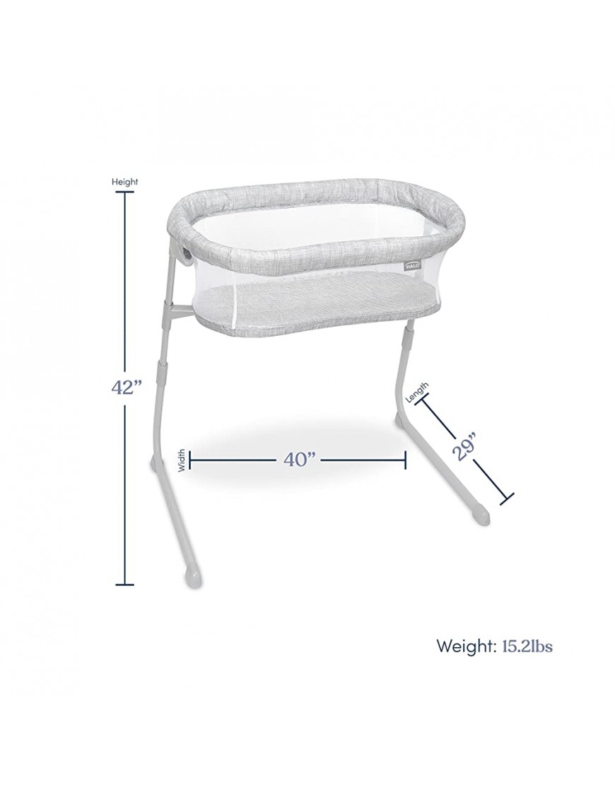 HALO BassiNest Flex Baby Bassinet Bedside Sleeper Easy Folding Lightweight Portable Crib - BKERLU8CY