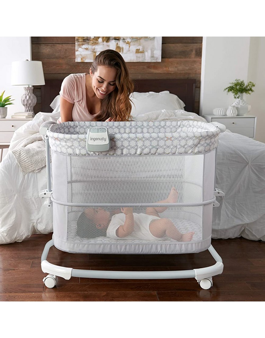 Ingenuity Dream & Grow Bedside Baby Bassinet 2-Mode Crib 0-12 Months Adjustable Height Dalton Grey - BZO003VLY