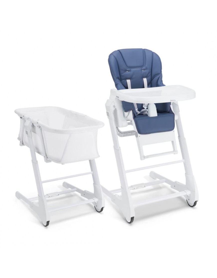 Joovy Foodoo Bassinet & High Chair Portable Bassinet Infant and Toddler Booster Youth Chair 8 Height Positions Newborn-Ready Reclinable Seat Easy to Clean 6 Stages Slate - B65HDNX2M