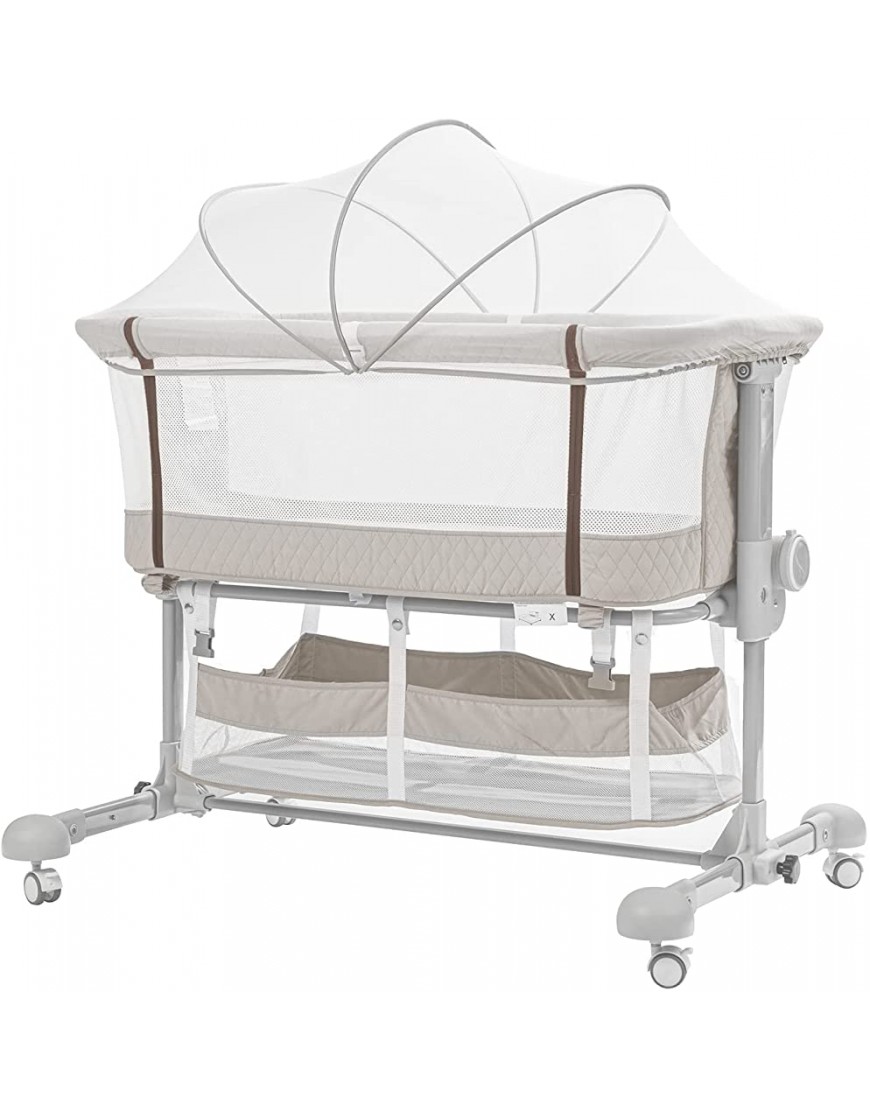 Lovin&Hugin Bedside Sleeper，Baby Co-Sleeper Bassinet for Bed Portable Crib Baby Bed with Breathable Mesh Detachable Mattress and Removable Mosquito Net Height Angle Adjustable - BGL25PQQI