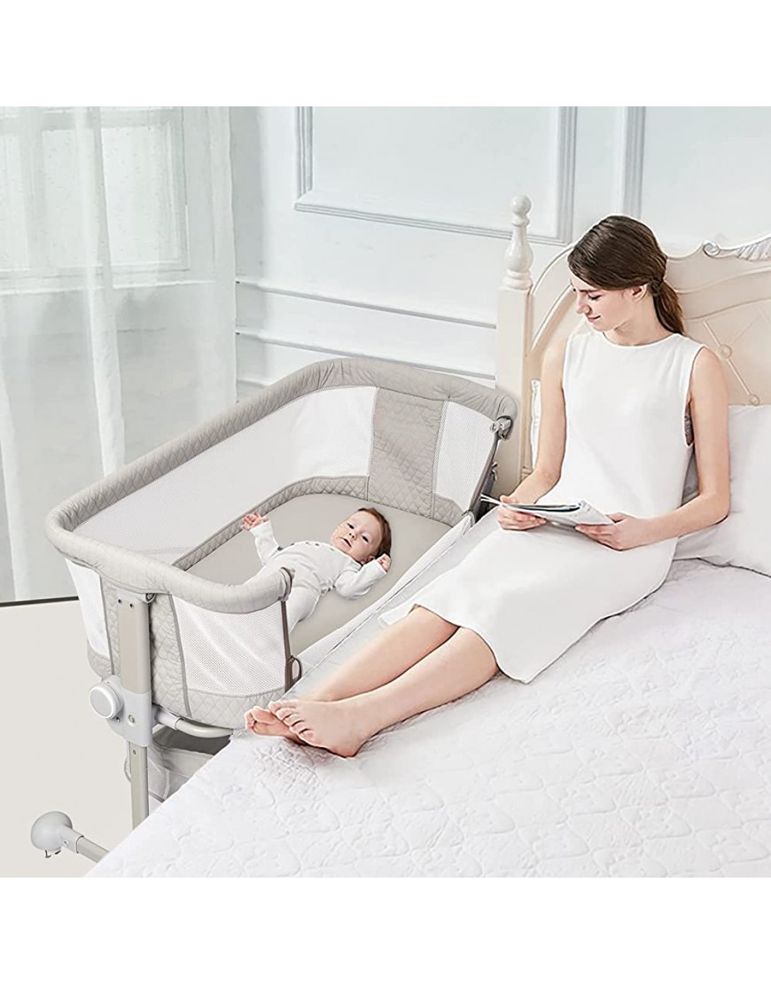 Lovin&Hugin Bedside Sleeper，Baby Co-Sleeper Bassinet for Bed Portable Crib Baby Bed with Breathable Mesh Detachable Mattress and Removable Mosquito Net Height Angle Adjustable - BGL25PQQI