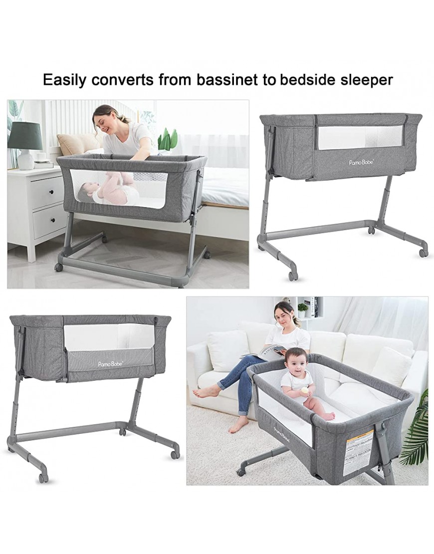 Pamo Babe Baby Bedside Bassinet Crib Adjustable Portable Bedside Sleeper for Infant | Newborn Baby Boy & Girl - BZV4FEEWA