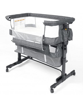 Portable Crib Infant Master Bedside Bassinet Portable Travel Crib with 5 Gears Height Adjustable Fold-able Baby Bed bassinets for Newborn 2022 New Grey - BZPE4V9PD