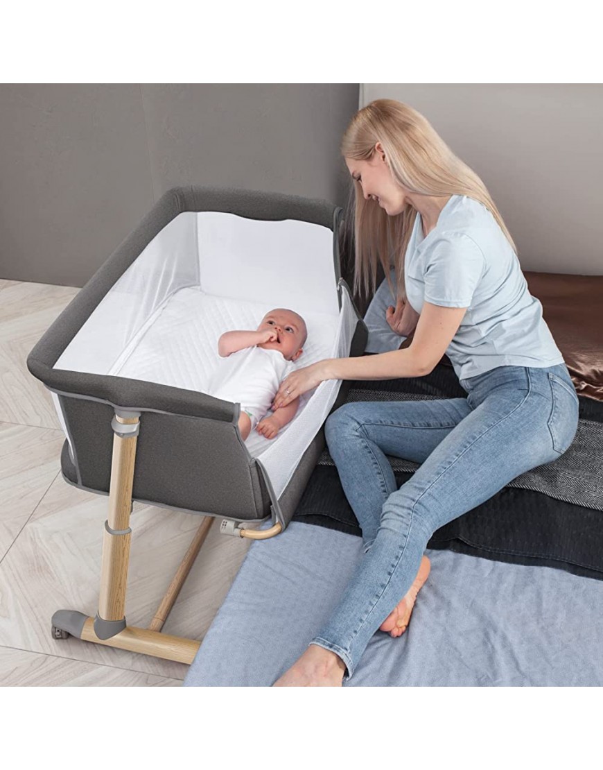 RONBEI Bedside Bassinet for Baby Baby Bassinets Bedside Sleeper  Built in Wheels Infant Newborn Baby Cribs - BVNABN5JE