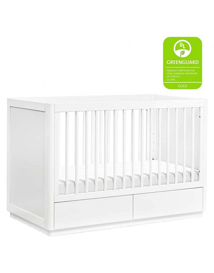 Babyletto Bento 3-in-1 Convertible Storage Crib with Toddler Bed Conversion Kit in White Undercrib Storage Drawers Greenguard Gold Certified - BQKEX1R09