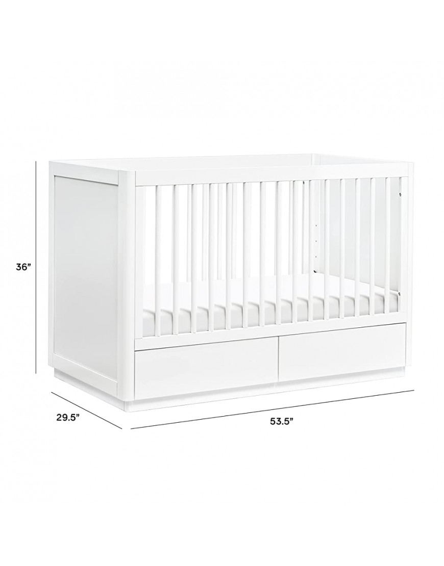 Babyletto Bento 3-in-1 Convertible Storage Crib with Toddler Bed Conversion Kit in White Undercrib Storage Drawers Greenguard Gold Certified - BQKEX1R09
