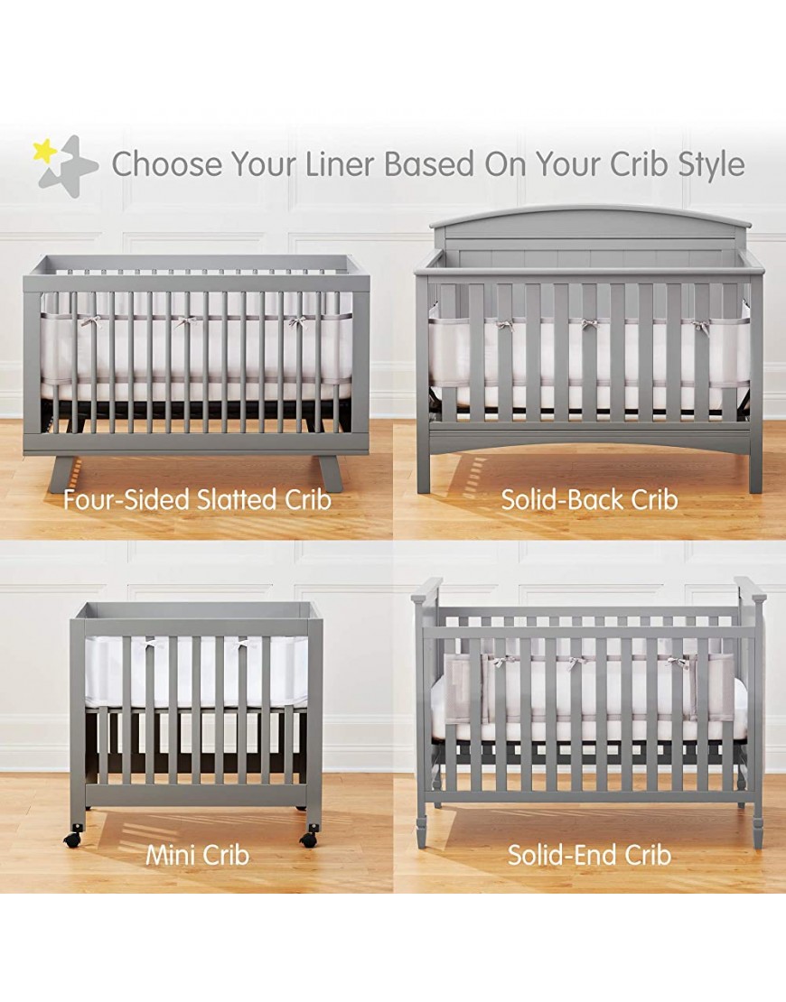 BreathableBaby Breathable Mesh Crib Liner – Classic Collection – Ecru – Fits Full-Size Four-Sided Slatted and Solid Back Cribs – Anti-Bumper - BMZE63ZQ3
