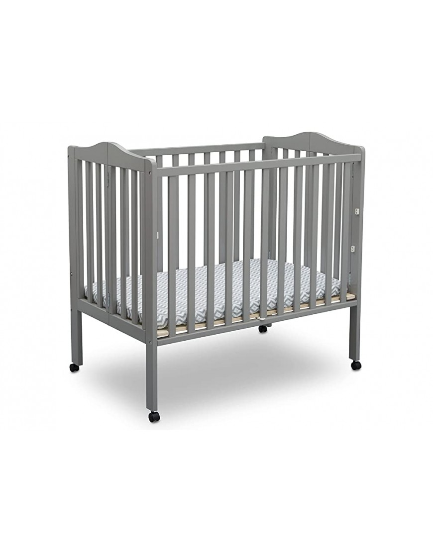 Delta Children Folding Portable Mini Baby Crib with 1.5-inch Mattress Greenguard Gold Certified Grey - BKAFXFH42