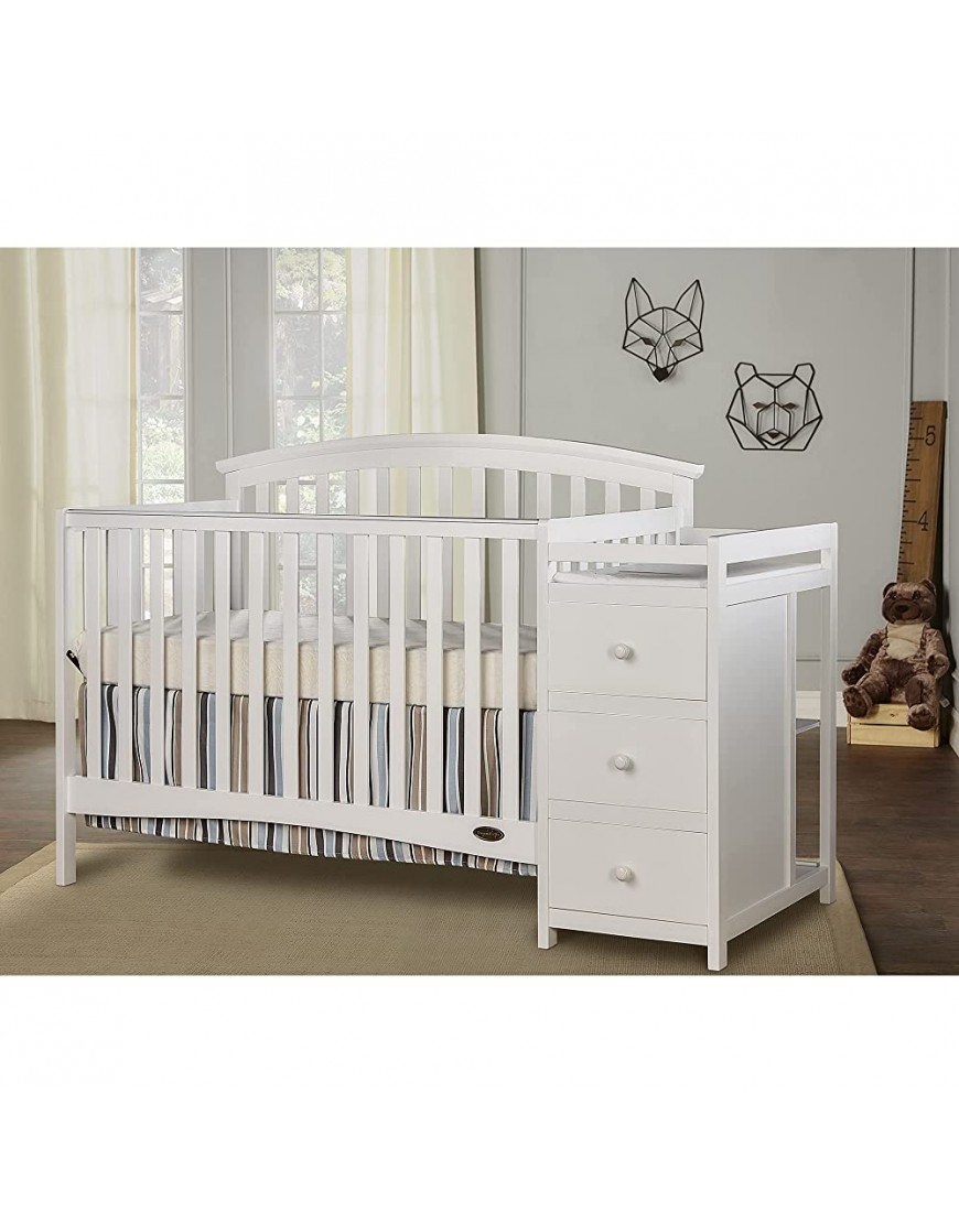 Dream On Me Niko 5-in-1 Convertible Crib with Changer in White Greenguard Gold Certified - BEIYC37J8