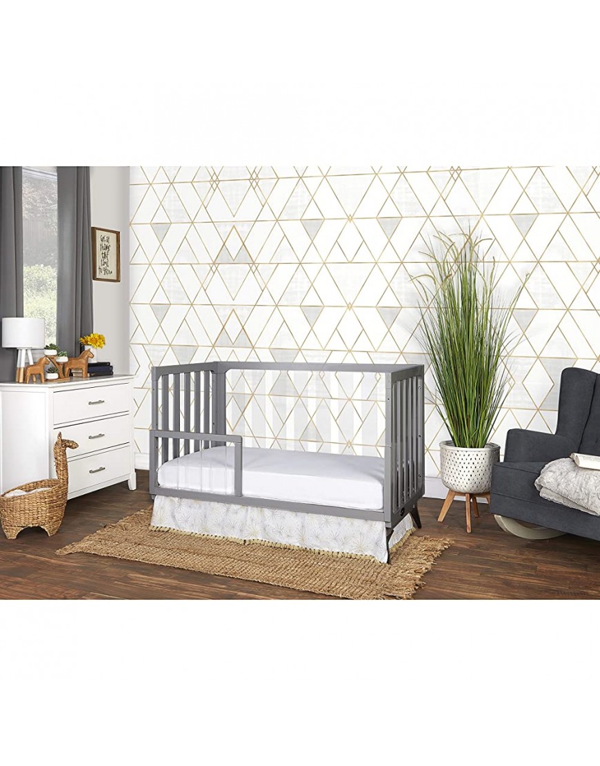 Evolur Acrylic Millennium 4 in 1 Convertible Crib Toddler Rail I Easily Coverts to Toddler Bed & I Acrylic Slats Pebble Grey 702AC-PG - B0U19AG3R
