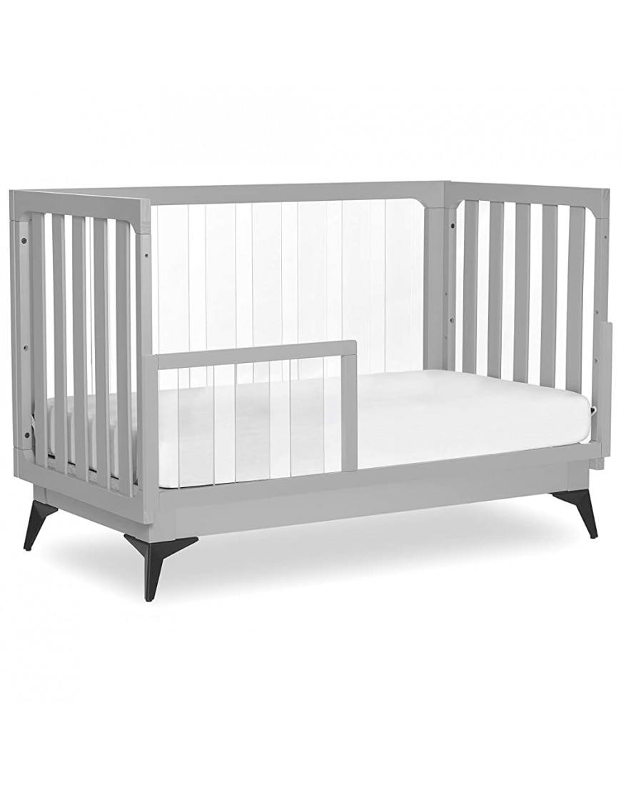 Evolur Acrylic Millennium 4 in 1 Convertible Crib Toddler Rail I Easily Coverts to Toddler Bed & I Acrylic Slats Pebble Grey 702AC-PG - B0U19AG3R
