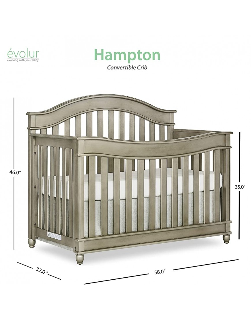 Evolur Hampton Parkland 5 in 1 LifeStyle Convertible Crib - BWEEVSD80