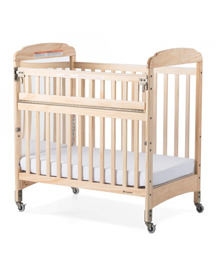 Foundations Compact Serenity SafeReach Side Crib with Adjustable Mattress Board Mirror Natural Wood - B4HUN55IX