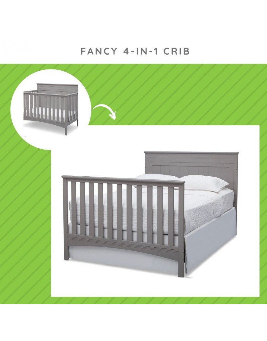 Full Size Conversion Kit Bed Rails for Delta Children's Fancy Crib Grey - B953AFJB7