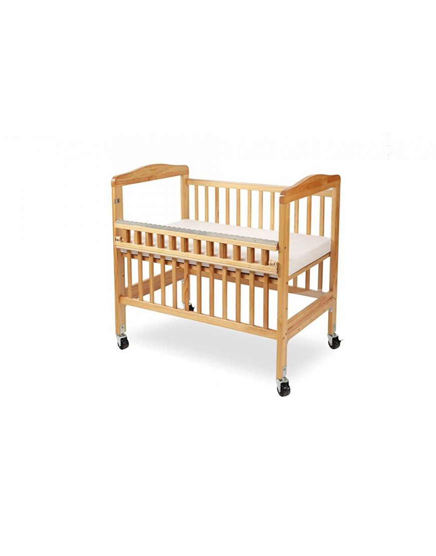 LA Baby Compact Non-Folding Wooden Window Crib with Safety Gate Natural - B1HLQOLB2